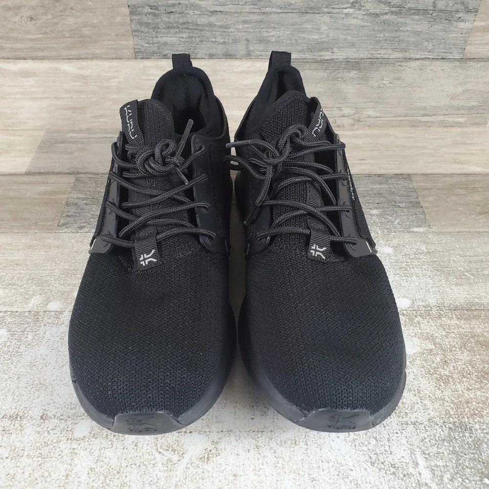 Kuru Atom Mens Shoes‎ Sz 9.5 Athletic Running Jet Black Mesh Lace Up Sneakers